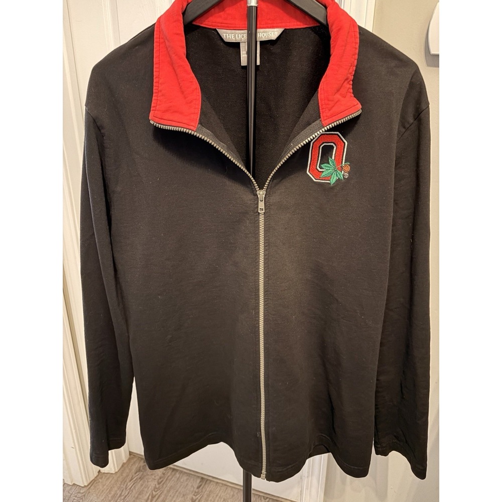 The License House Ohio State Buckeyes Full Zip Jacket Black Red Accent Men's XL